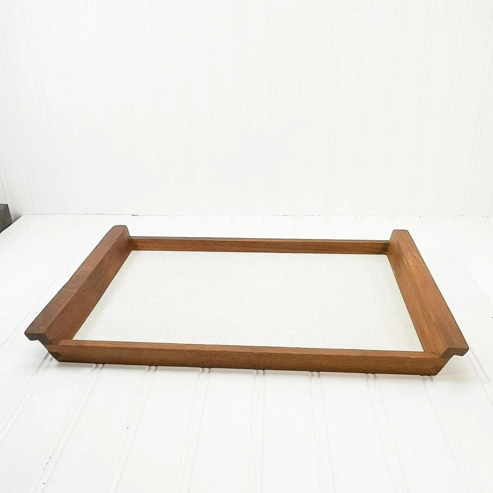 Midcentury Modern Teak Appetizer Tray with Wood Handles